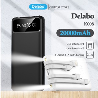 [Delabo] K008 พาวเวอร์แบงค์ 20000 mAh พร้อมสายไฟ ความจุขนาดใหญ่ 10000mAh ไฟ LED พร้อมขาตั้งโทรศัพท์