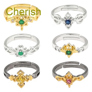 Cherish แหวนคอสเพลย์ อนิเมะญี่ปุ่น Genshin Impact Open Rings Eye Of God Water Wind Thunder Fire Rock Ice Ring สําหรับผู้ชาย และผู้หญิง