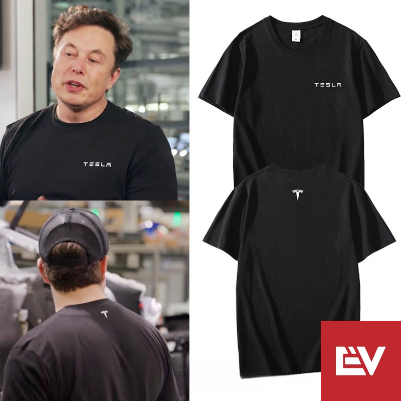 เสื้อยืด ผ้าฝ้ายแท้ พิมพ์ลาย Elon Musk Same Style Tesla Tesla Fans