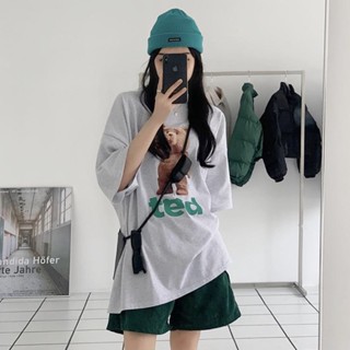 Korean🧧 เสื้อยืดคอกลมแขนสั้น สกรีนลายหมี TED 3 สี