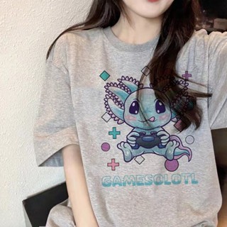 เสื้อยืด ลาย Axolotl Y2K ตลก สําหรับผู้หญิง