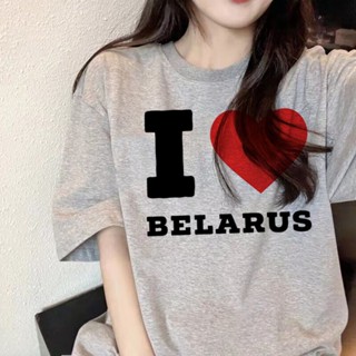 เสื้อยืด พิมพ์ลายการ์ตูนมังงะ belarus สไตล์สตรีท สําหรับผู้หญิง