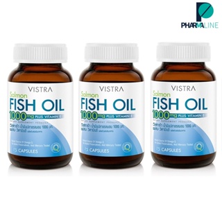 (แพ็ค 3ขวด)VISTRA SALMON FISH OIL - วิสทร้า น้ำมันปลาเซลมอน (75 เม็ด/ขวด) VALUE PACK [PLine]