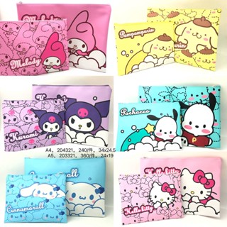 Sanrio กระเป๋ากระดาษทดสอบ มีซิป กันน้ํา จุของได้เยอะ ลาย Hello Kitty Mymelody Kuromi Cinnamoroll ขนาด A4 A5 สําหรับนักเรียน