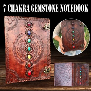 New Supernatural Notebook with 7 Chakra Gemstone Leather Book Travel Notebook