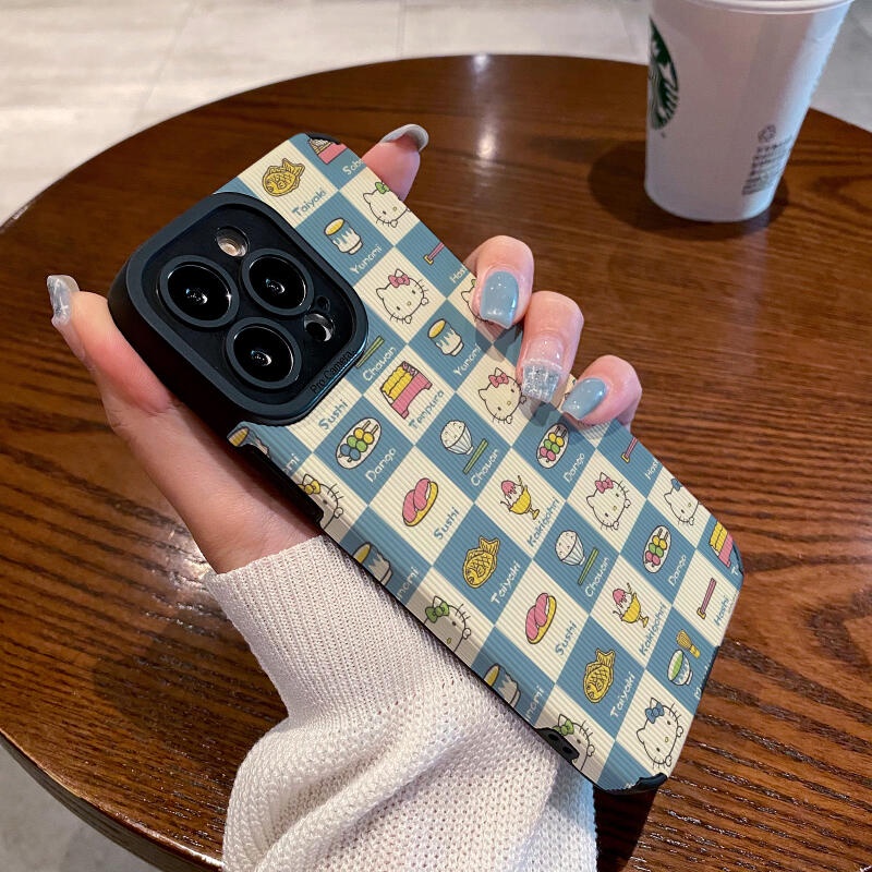 เคสโทรศัพท์มือถือนิ่ม กันแตก ลายการ์ตูนแมว KT ลายสก๊อต สําหรับ IPhone11 12 Pro Max X XR XS Max SE Apple 7 Plus 8 Plus IPhone 13 Pro Max IPhone 14 Pro Max