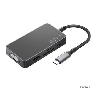 Iwo 8 in 1 ฮับเชื่อมต่อ Type-C USB 3 0 พอร์ต เป็น HDMI VGA 3xUSB3 0