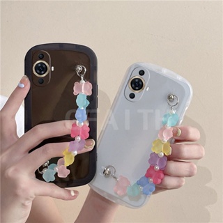 เคสโทรศัพท์มือถือนิ่ม แบบใส ป้องกันเลนส์กล้อง ลายหมี พร้อมสายคล้องมือ สําหรับ Huawei Nova 11 Pro Nova 11i 2023 NOVA11Pro Nova11i