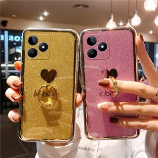 เคสโทรศัพท์มือถือ ลายกลิตเตอร์ พร้อมแหวนขาตั้ง สําหรับ Realme C53 NFC Be Loved Bling