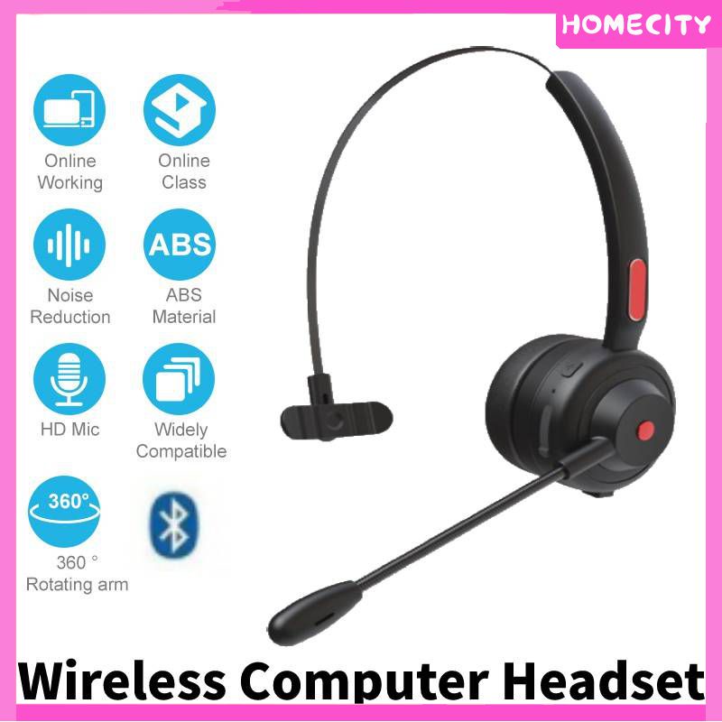 [พร้อม] ชุดหูฟังคอมพิวเตอร์ไร้สายสเตอริโอชัดเจนพร้อมไมโครโฟน Bluetooth 5.1 Mic Over Ear Headphones สำหรับการทำงาน Office Call Center Online Class Pc Laptop