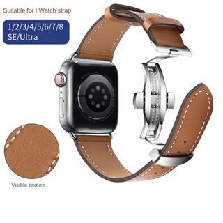 สายนาฬิกาข้อมือหนัง สําหรับ iWatch band 45 มม. 44 มม. 49 มม. 40 มม. 41 มม. 45 มม. Correa iWatch Serie 3 5 6 SE 7 8 Ultra