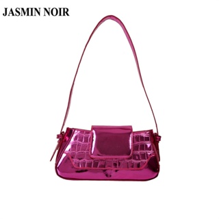 Jasmin NOIR สิทธิบัตร หนังจระเข้ รูปแบบ กระเป๋าสะพายไหล่ กระเป๋าถือแฟชั่น ทรงสี่เหลี่ยมคางหมู กระเป๋าสะพายข้าง