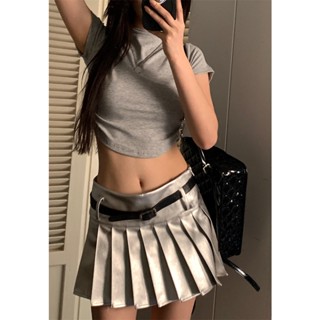 Dayday Girl เสื้อผ้าเด็กผู้หญิง | เสื้อยืดครอปท็อป คอสูง แต่งจับจีบ ระดับไฮเอนด์ แฟชั่นฤดูร้อน สไตล์อเมริกัน สําหรับเด็กผู้หญิง