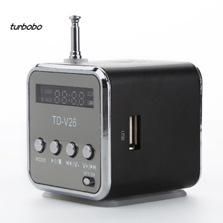 Turbobo ลําโพงสเตอริโอ เครื่องเล่นเพลง วิทยุ FM Micro SD TF Mini USB LED แบบพกพา ชาร์จได้