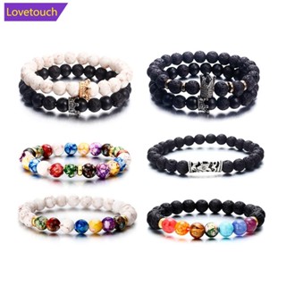 Lovetouch สร้อยข้อมือลูกปัดหินภูเขาไฟ ลดน้ําหนัก 7 จักระ เครื่องประดับ สําหรับผู้หญิง และผู้ชาย G1Q3