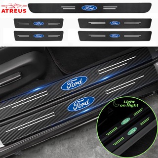 Ford สติกเกอร์คาร์บอนไฟเบอร์เรืองแสง ป้องกันรอยขีดข่วน สำหรับติดประตูรถยนต์ Threshold stickers to prevent trampling Ford Ranger Raptor Everest Fiesta Focus Mustang Escape Ecosport STI