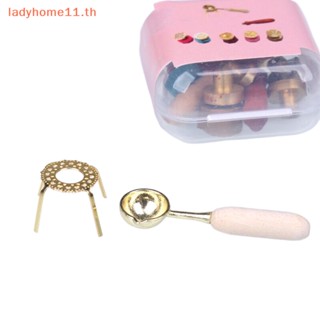 Onelady ช้อนเคลือบแว็กซ์ พร้อมกล่อง สําหรับบ้านตุ๊กตา 1:12 1 ชุด