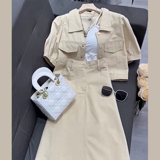 2023 Summer New Womens Lightly Mature Hong Kong Flavor Chic Suit French Style Workwear Cream Yellow Delicate Dress