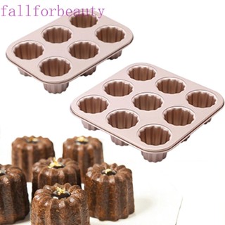 FALLFORBEAUTY Canele แม่พิมพ์เหล็กคาร์บอน ไม่ติดผิว สําหรับทําขนมหวาน คัสตาร์ด