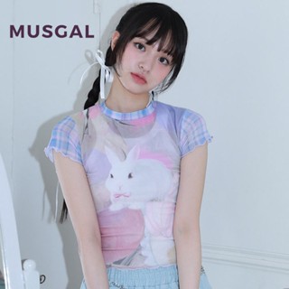 Musgal ใหม่ เสื้อยืดลําลอง แขนสั้น คอกลม โปร่งแสง เข้ารูป พิมพ์ลาย เข้ากับทุกการแต่งกาย สําหรับสตรี 2023