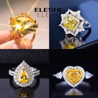 Eleshe Jewelry เครื่องประดับ แหวนเงิน 925 M095 สีทอง หรูหรา สําหรับผู้หญิง