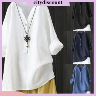 &lt;citydiscount&gt; เสื้อเชิ้ตแขนยาว ผ้าลินิน หรูหรา เข้ากับทุกการแต่งกาย แฟชั่นฤดูใบไม้ผลิ สําหรับผู้หญิง