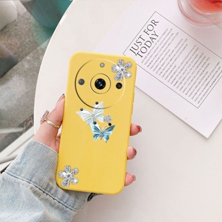 เคสโทรศัพท์มือถือซิลิโคน TPU แบบนิ่ม ลายผีเสื้อ ประดับเพชร สําหรับ Realme 11 Pro+ 5G C53 C55 NFC REALME11PRO+