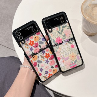 เคสโทรศัพท์มือถือแบบแข็ง ฝาพับ กันกระแทก ลายดอกไม้ สีแดง หลากสี สําหรับ Samsung Galaxy Z Flip 4 3 5G Z Flip4 Flip3