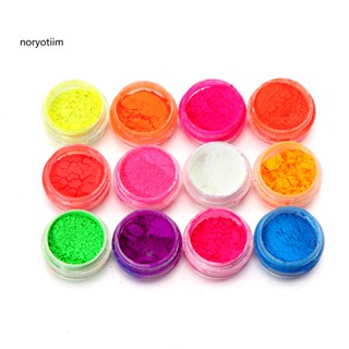 Nor ผงเรืองแสง กันฝุ่น สําหรับตกแต่งเล็บ 12 สี