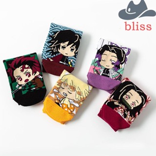 BLISS ถุงเท้า ผ้าฝ้าย ลายการ์ตูนอนิเมะดาบพิฆาตอสูร 5 คู่ ต่อชุด