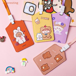 [Interesting] ซองใส่บัตรหนัง PU ลายการ์ตูนหมี กระต่ายน่ารัก พร้อมสายคล้อง