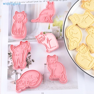 Widefigure แม่พิมพ์ตัดคุ้กกี้ บิสกิต รูปสุนัข แมว 3D DIY 6 ชิ้น