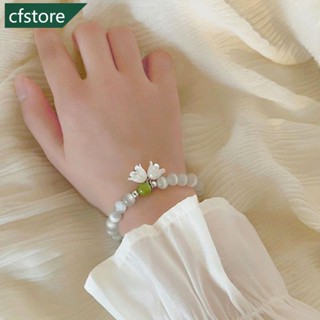 Cfstore สร้อยข้อมือ จี้รูปดอกทิวลิป หินตาแมว เครื่องประดับ หรูหรา สําหรับผู้หญิง L9P5