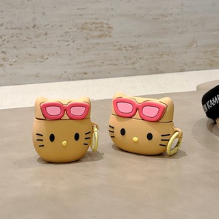 SANRIO เคสหูฟัง ซิลิโคนนิ่ม ลายการ์ตูน Hello Kitty พร้อมแหวน สําหรับ Airpods 3 1 2 Pro