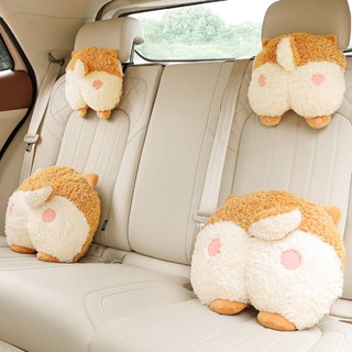 Automotive Headrest Cartoon Cute Lumbar Support Pillow Suit Summer Car Internet Celebrity Corgi Neck Pillow Seat Back Cushion 7ZdS