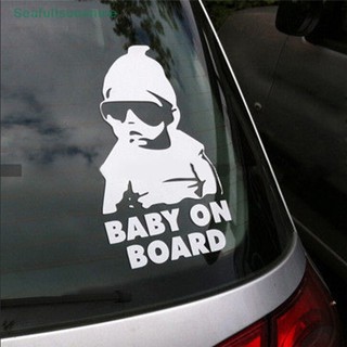 Seaf&gt; ใหม่ สติกเกอร์ไวนิล ลาย Baby on Board สําหรับติดตกแต่งหน้าต่างรถยนต์