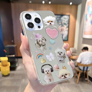 เคสกระจก ลายการ์ตูนสุนัขน่ารัก สําหรับ OPPO A3s A5 A9 A53 A33 A15 A15s A52 A92 A54 A16 A31 A78 A76 A83 A77 A98 A91 Reno 2 3 4 5 6 7 8 Z F T Pro F9 F11 เคสใส | J025