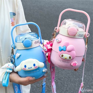 880ml Sanrio กระติกน้ำร้อน Bpa Free ความจุขนาดใหญ่ 316 แก้วน้ำสแตนเลสหุ้มฉนวนน่ารัก Kuromi Melody ขวดน้ำการ์ตูนสำหรับเด็กนักเรียน M