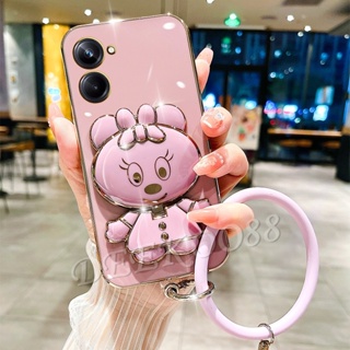 เคสโทรศัพท์มือถือ ลายการ์ตูนน่ารัก พร้อมขาตั้งกระจก และสายคล้องข้อมือ สําหรับ Realme 11 10 Pro Plus Pro+ Coca-Cola Edition C53 C55 NFC 4G 5G