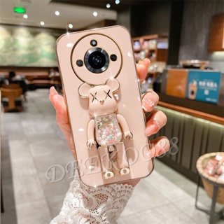 เคสโทรศัพท์มือถือแบบนิ่ม กันกระแทก ลายหมีสีชมพูน่ารัก 3D พร้อมที่ตั้งวาง สําหรับ Realme 11 10 Pro Plus Pro+ Coca-Cola Edition C53 C55 NFC 4G 5G Realme11Pro