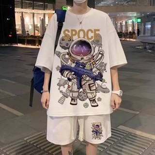 เสื้อยืดแขนสั้นลําลอง คอกลม ทรงหลวม ขนาดใหญ่ พิมพ์ลายการ์ตูนอนิเมะ แฟชั่นสไตล์เกาหลี สําหรับผู้ชาย ไซซ์ M - 5XL