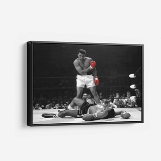 Sonny Liston Vs Muhammad Ali ภาพจิตรกรรมบนผ้าใบ สไตล์โมเดิร์น สีดํา และสีแดง สําหรับตกแต่งผนังบ้าน