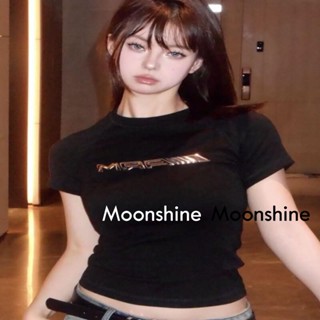 Moon  เสื้อครอป เสื้อแฟชั่นผู้หญิง y2k สีพื้น สําหรับผู้หญิง ใส่ไปคลับ ปาร์ตี้ 2023 NEW 23071025 สไตล์เกาหลี สวย สวยงาม ins A29J1CE 36Z230909