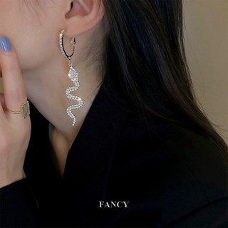 Fancy ใหม่ ต่างหูระย้า ห้อยพู่ยาว ประดับพลอยเทียม คริสตัล รูปงู เครื่องประดับ สําหรับผู้หญิง ปาร์ตี้ ของขวัญ