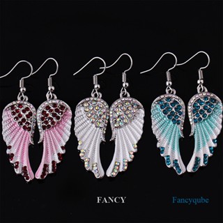 Fancy ต่างหูแฟชั่น รูปปีกนางฟ้า ปีกนางฟ้า สีฟ้า สีขาว สีชมพู โรแมนติก ของขวัญเครื่องประดับ สําหรับผู้หญิง