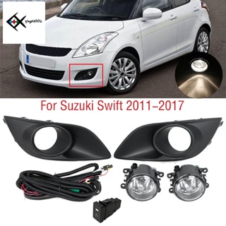 ชุดฝาครอบไฟตัดหมอกฮาโลเจน พลาสติก สีดํา สําหรับ Suzuki Swift 2011-2017