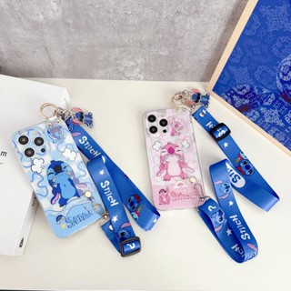 เคสโทรศัพท์มือถือ TPU ลายการ์ตูน Stitch พร้อมสายคล้องยาว และสายคล้องมือ สําหรับ Samsung Galaxy J6 J6 2018 J7 J7 2015 J7 Core J7 Neo J7 Pro J7 2017 J7 Plus J7 Prime J7 Max J8 2018