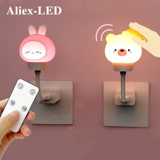 โคมไฟกลางคืน LED รูปการ์ตูนหมีน่ารัก พร้อมรีโมตคอนโทรล USB สําหรับตกแต่งห้องนอนเด็ก