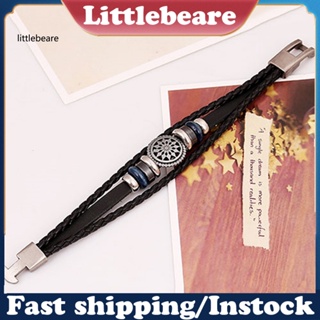 &lt;littlebeare&gt; สร้อยข้อมือหนังถัก ลายดอกไม้ หลายชั้น ฉลุลาย สําหรับงานปาร์ตี้ คลับ ทุกเพศ