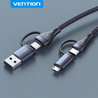 Vention 4 In 1 USB C 100W PD Type C เป็น USB C สายชาร์จเร็ว USB A ถึง Micro USB สําหรับ POCO Xiaomi Samsung สายเคเบิลโทรศัพท์มือถือ